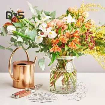 3 шт. ваза сетка для цветочной композиции с зажимами держатель для стеблей цветов многоотверстий ваза держатель для фиксации растений проволочная цветочная лягушка металлические инструменты для цветочной композиции серебряный