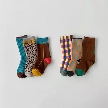 3 шт. весенне-осенние новые кружевные носки принцессы в клетку с принтом для девочек M
