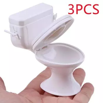 3 шт., винтажная мебель для кукольного домика, моделирование ванной комнаты, белый туалет, кукольный домик, миниатюрные детские ролевые игрушки, аксессуары для кукол 3PCS