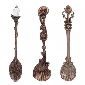 3 шт. винтажные мини-цинковые ложки для кофе, чая, десертные столовые приборы для перемешивания, посуда