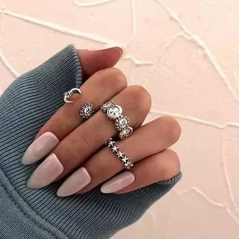 3 шт., винтажный комплект колец со звездой и луной, креативные кольца в стиле панк для женщин, серебряный цвет, эстетические ювелирные аксессуары, женские подарки