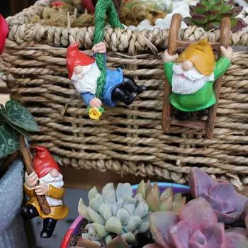 3 шт. висячая фигурка гнома, лестница, восхождение, красочный безликий гном, статуя из смолы, скульптура, настольная скульптура