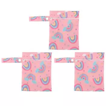 3 шт. влажных и сухих мешков для подгузников, водонепроницаемые, многоразовые, съемные, с застежкой-кнопкой, тканевые подгузники с принтом