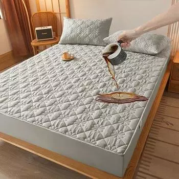 3 шт. водонепроницаемая простыня и наволочка из утолщенного хлопка, комплект постельного белья, наматрасник, протектор, наматрасник, сплошной цвет 90x190x30cm