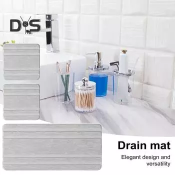 3 шт. водопоглощающий каменный поднос в полоску дизайн быстросохнущий сливной коврик для раковины противоскользящий держатель для мыла для кухни ванная комната туалетные столики белый