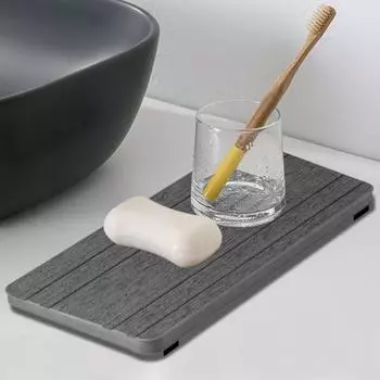 3 шт. водопоглощающий каменный поднос в полоску дизайн быстросохнущий сливной коврик для раковины противоскользящий держатель для мыла для кухни ванная комната туалетные столики темно-серого