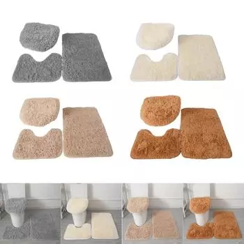 3 шт. впитывающих коврика для ванной, набор, крышка унитаза, коврик для ванной, U-образный, с резиновой основой, нескользящий коврик для душа, раковины, ванны, можно мыть светло-коричневого