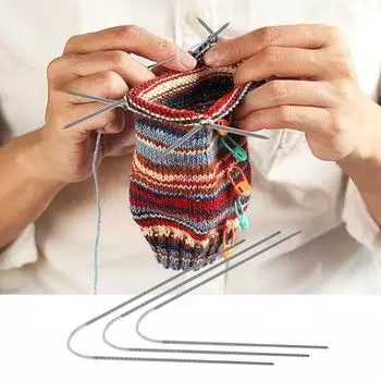 3 шт. вязальные иглы, нескользящие, удобная ручка, хорошая гибкость, двусторонние швейные аксессуары для самостоятельного изготовления, многоразмерные вязальные спицы из нержавеющей стали серебряный