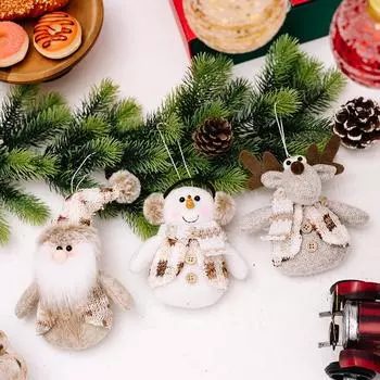 3 шт. вязаные рождественские куклы плюшевые Санта-Клаус снеговик лось кукла подвески украшения для рождественской елки подарок на Новый год 1