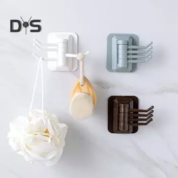 3 шт. вращающихся настенных крючка, прочные, выдерживающие нагрузку, простые в установке, поворотные крючки для полотенец в ванной белый