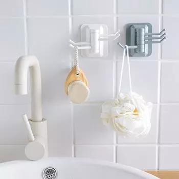 3 шт. вращающихся настенных крючка, прочные, выдерживающие нагрузку, простые в установке, поворотные крючки для полотенец в ванной белый