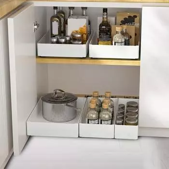 3 шт. выдвижная полка для раковины шкаф ящик органайзер набор гладкий край простая установка