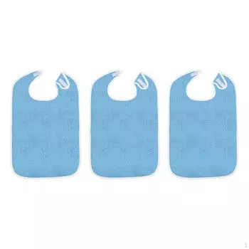 3 шт. взрослых махровых нагрудника для защиты одежды, креативные, можно стирать в стиральной машине, регулируемые, большие azure color