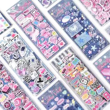 3 шт. Y2K винтажные джинсовые милые блестящие наклейки из материала Blingbling Kawaii Girl Scrapbook Notebook Kpop фотокарта DIY Decor