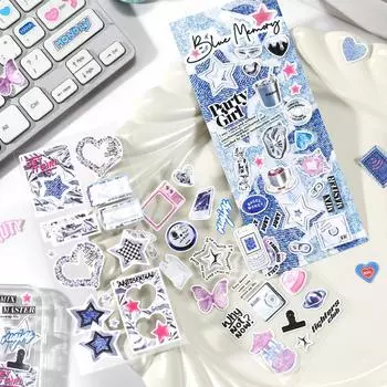 3 шт. Y2K винтажные джинсовые милые блестящие наклейки из материала Blingbling Kawaii Girl Scrapbook Notebook Kpop фотокарта DIY Decor
