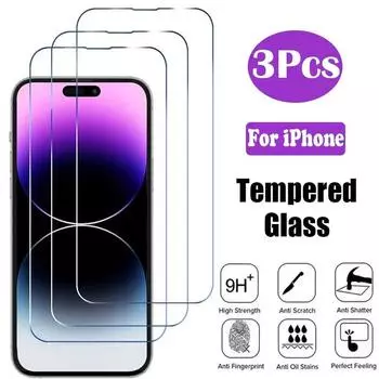 3 шт. закаленное стекло для iPhone 15 14 13 11 12 Pro Max 8 7 6S Plus 13 12 мини-защита экрана для iPhone SE 2020 XR XS Max X Galaxy A01