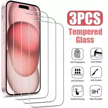 3 шт. закаленное стекло для iPhone 16 14 13 12 11 15 Pro Max Mini защитное стекло для iPhone 15 Plus X XR XS Max защитное стекло iphone 11 чистый