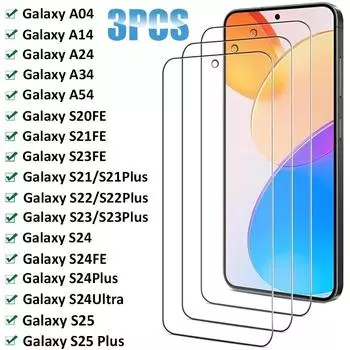 3 шт. закаленное стекло для Samsung Galaxy S24 Ultra S23 S22 S21 Plus S20FE S25 Plus протектор экрана Note 8 чистый