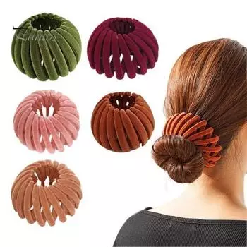 3 шт. заколка для волос «Птичье гнездо», расширяемая, держатель для хвоста, ленивая, гнездовая пластина, заколка для волос, для создания пучка, тонкая, густая, изящная, вьющаяся, женская заколка для волос