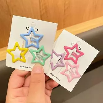 3 шт., заколка для волос ярких цветов, геометрические полые заколки для волос в виде кролика и звезды, простые заколки, головные уборы, аксессуары для волос для девочек и детей