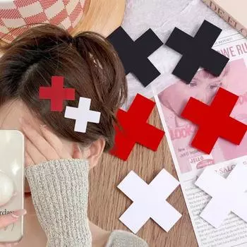 3 шт., заколка с поперечным зажимом для волос Harajuku Y2k Spice Girl, милая крутая шпилька для волос, модная шпилька с красным крестом, женская шпилька в стиле панк, готика, крутая уникальная 3pcs