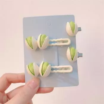 3 шт., заколки для волос для девочек, имитация ореха, декор, заколки для волос, работа одной рукой, реалистичная форма ореха, шпилька, дизайн, вдохновленный едой, аксессуар для волос A