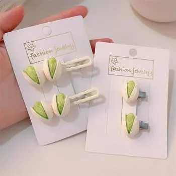 3 шт., заколки для волос для девочек, имитация ореха, декор, заколки для волос, работа одной рукой, реалистичная форма ореха, шпилька, дизайн, вдохновленный едой, аксессуар для волос A