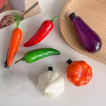 3 шт. заколки для волос с овощами, многоразовые заколки для волос, высококачественные пластиковые аксессуары для овощей, невыцветающая заколка для волос жёлтый