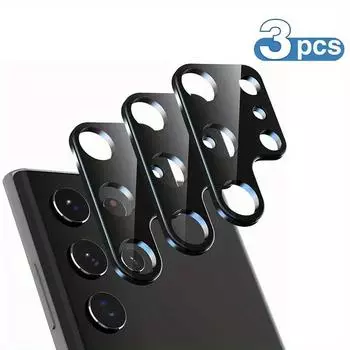 3 шт. Защитная пленка для 3D-камеры для Samsung Galaxy S24 S23 + S22 S21 FE 5G Plus Z Flip 3 4 5 A14 A24 A34 A54 Ultra, задняя крышка объектива для телефона, закаленное стекло Samsung S21 чёрный