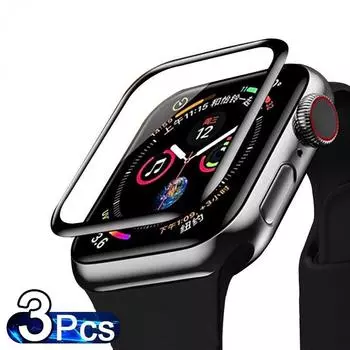 3 шт. Защитная пленка для экрана для Apple Watch 45 мм, 44 мм, 42 мм, 41 мм, 40 мм, 38 мм, защитная пленка для экрана iWatch Series 7, 6 SE, 5, 4, 3, 2 (Не закаленное стекло) Series 7 45MM 3PCS чёрный
