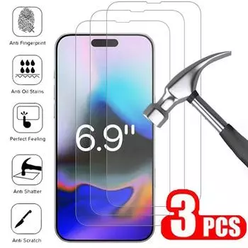 3 шт. Защитная пленка для экрана iPhone 16 Pro Max, полное покрытие, закаленное стекло для iPhone 15 Pro Max, 15+, 16 Plus, 16 Pro, защитное стекло iphone 11 чистый