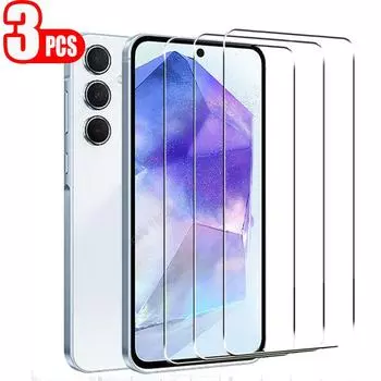 3 шт. Защитная пленка для экрана Samsung Galaxy A55 A35 5G A23 A12 A05 A05S A04 A04S A04E A14 A24 4G A34 A54 5G M14 M34 M15 M35 M55 Закаленное стекло HD Прозрачное Samsung A54 5G белый
