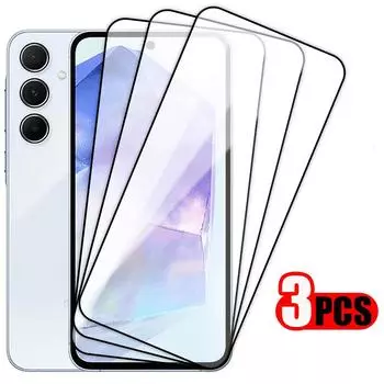 3 шт., защитная пленка из закаленного стекла с полным экраном для Samsung Galaxy A55 A35 5G A23 A12 A05 A05S A04 A04S A04E A14 A24 4G A34 A54 5G M14 M34 M15 M35 M55 Samsung M55 чёрный