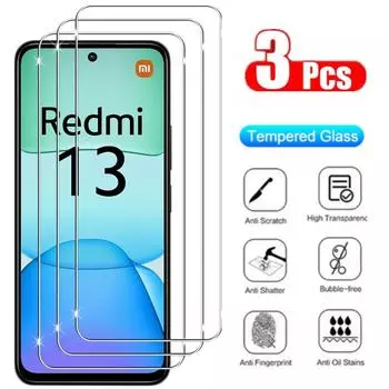 3 шт. защитная пленка из закаленного стекла для Xiaomi Redmi 13 4G 13C 5G Redmi 12 12C HD защитная пленка прозрачная защитная пленка Redmi 13 4G
