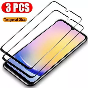 3 шт., защитная пленка на весь экран из закаленного стекла для Samsung Galaxy A05 A05S A15 A25 A35 A55 5G A04S A14 A24 A34 A54 M14 M34 4G A04E Samsung M34 чёрный