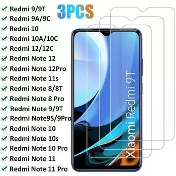 3 шт. защитное стекло для Xiaomi Redmi Note 12 9s 8T 10 11 Pro 10s закаленное защитное стекло для экрана Redmi 9T 9A 10C 9C 12C стеклянная пленка redmi k20 чистый