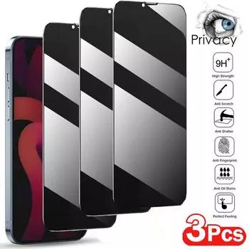 3 шт. защитные пленки с полным покрытием для iPhone 13 12 Pro Max Mini 14 Pro 11Pro XS MAX 7 8 Plus X XR XS Max SE антишпионская пленка из закаленного стекла iPhone 14 Pro Max