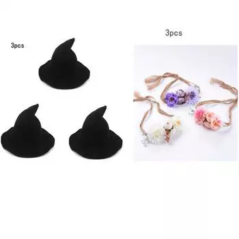 3 шт., женская шляпа ведьмы с большими полями, складная хлопковая рыбацкая шляпа в корейском стиле с цветочной лентой для волос