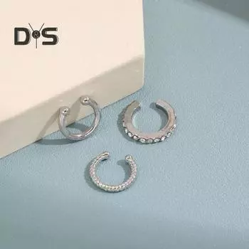 3 шт. женские каффы со стразами, гладкие полированные C-образные, непрокалывающиеся, противоскользящие, легкие, в стиле хип-хоп, панк, женские зажимы для ушей, клубные украшения золотистый