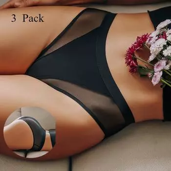 3 шт. женские кружевные сетчатые трусики с низкой талией, бесшовное дышащее тюлевое нижнее белье, женское нижнее белье, одежда для сна M-XL M