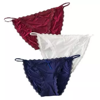 3 шт., женские трусики больших размеров из ледяного шелка, сексуальные женские бесшовные бесшовные с низкой талией, высококачественное нижнее белье, кружевные трусы M