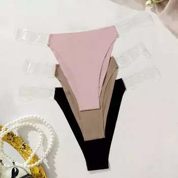 3 шт. женские трусики с низкой талией, маленькие размеры, простые стринги с прозрачным поясом, комплект нижнего белья XS SML M