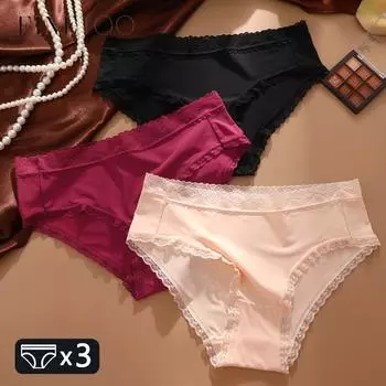 3 шт. Женское бесшовное ультрамягкое нижнее белье, сексуальные кружевные трусики с низкой талией, женские дышащие однотонные трусы, спортивное комфортное нижнее белье S-XL S&3pcs