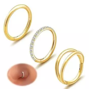3 шт. Женское кольцо для носа из нержавеющей стали, противоскользящее украшение из страз, 2 слоя, легкое S