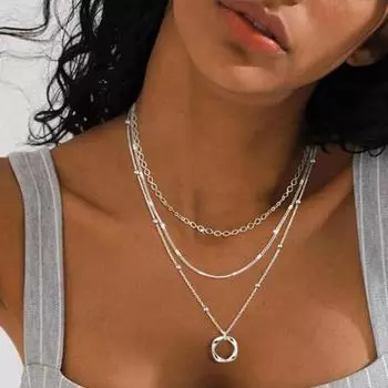 3 шт. Женское ожерелье, трехслойное, с подвеской в виде змеиной кости, скрученная цепочка, ожерелье, весна