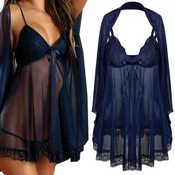 3 шт. женское сексуальное клубное платье, ночная рубашка, сексуальное нижнее белье M тёмно-синий