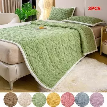 3 шт. зимний утолщенный теплый матрас, нескользящий коврик с татами и хлопковым матрасом для кровати 90*200cm фиолетовый