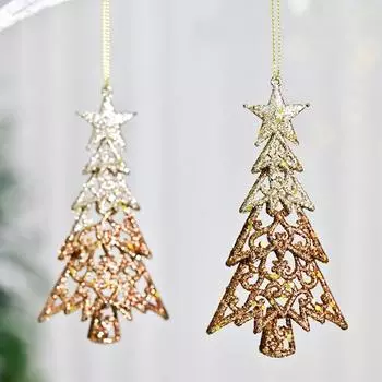 3 шт. Золотая блестящая подвеска на рождественскую елку, пластиковые многоразовые елочные звездные украшения, небьющиеся, веселое рождественское украшение