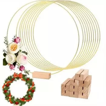 3 шт. Золотое металлическое цветочное кольцо-кольцо своими руками в виде цветочного венка с деревянной основой Элегантное украшение стола для рождественской свадебной вечеринки as picture