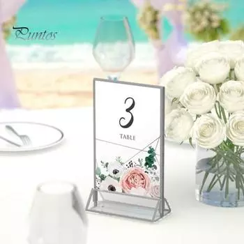 3 шт. Золотой акриловый держатель для знака, двухсторонняя фоторамка, флаер, меню, свадебный столик, номерной стенд 3pcs серебряный
